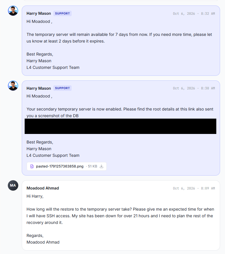 Temporary server enabled at 8:30 AM and my 8:09 AM question about timing