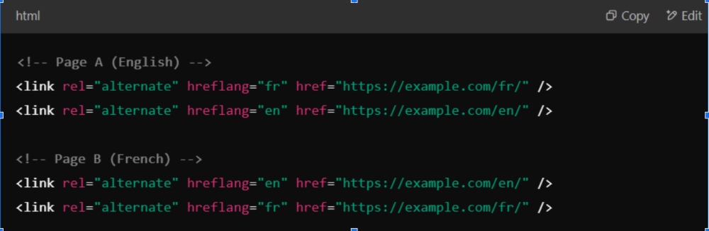 Fix: Ensure each hreflang tag has a corresponding return link to all other language versions.