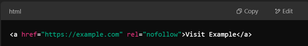 A standard nofollow link looks like this
