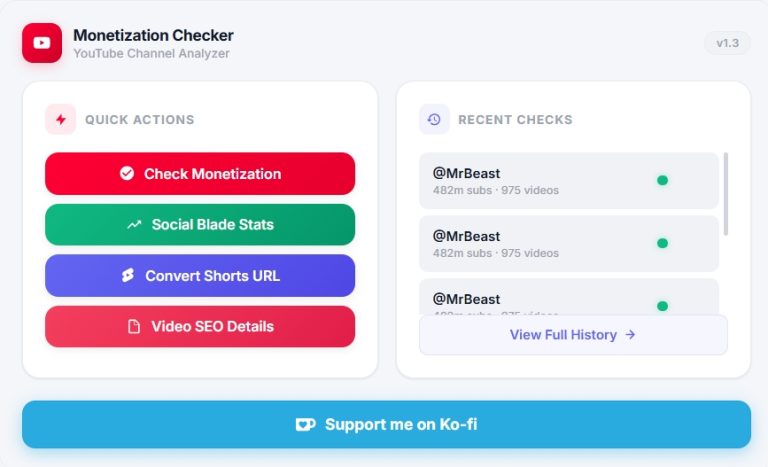 YouTube Channel Monetization Checker Chrome Extension