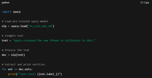 Extracting Entities with spaCy
