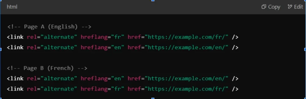 Fix: Ensure each hreflang tag has a corresponding return link to all other language versions.