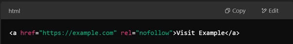 A standard nofollow link looks like this
