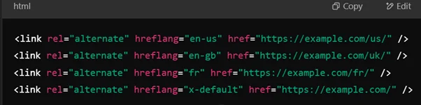 Example of a proper hreflang implementation