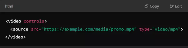 For videos, use the <video> tag
