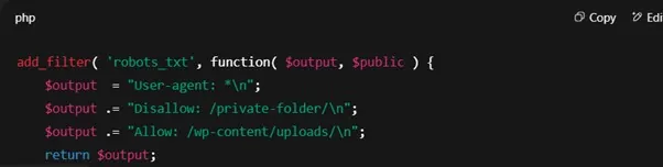 Add the robots.txt Filter Code