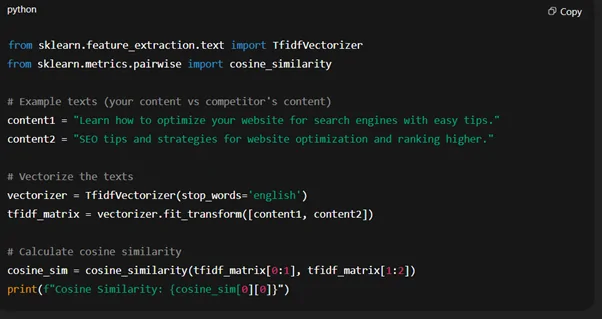 Content Gap Analysis with Cosine Similarity