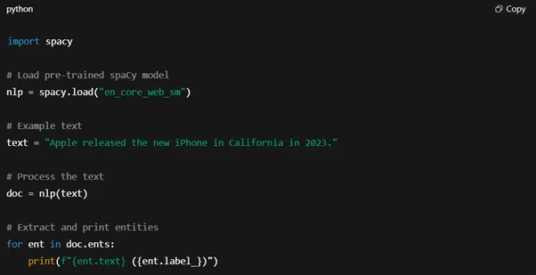 Extracting Entities with spaCy