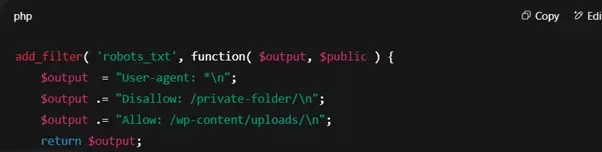 Add the robots.txt Filter Code
